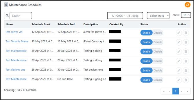 schedules